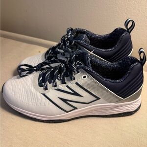 New Balance White and Navy Athletic Sneaker